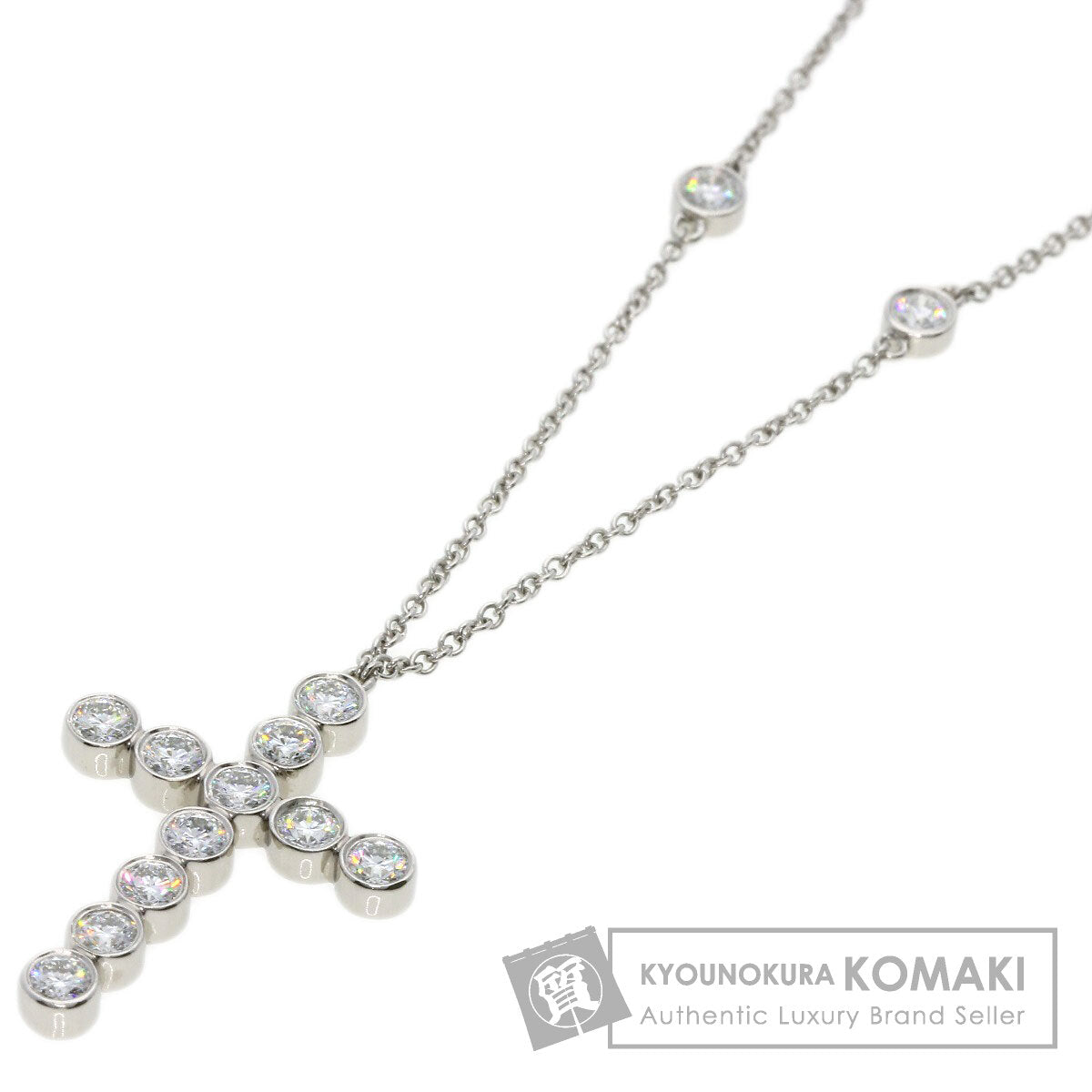 TIFFANY&Co. Jazz Cross Diamond Necklace Platinum PT950 Ladies [Used]