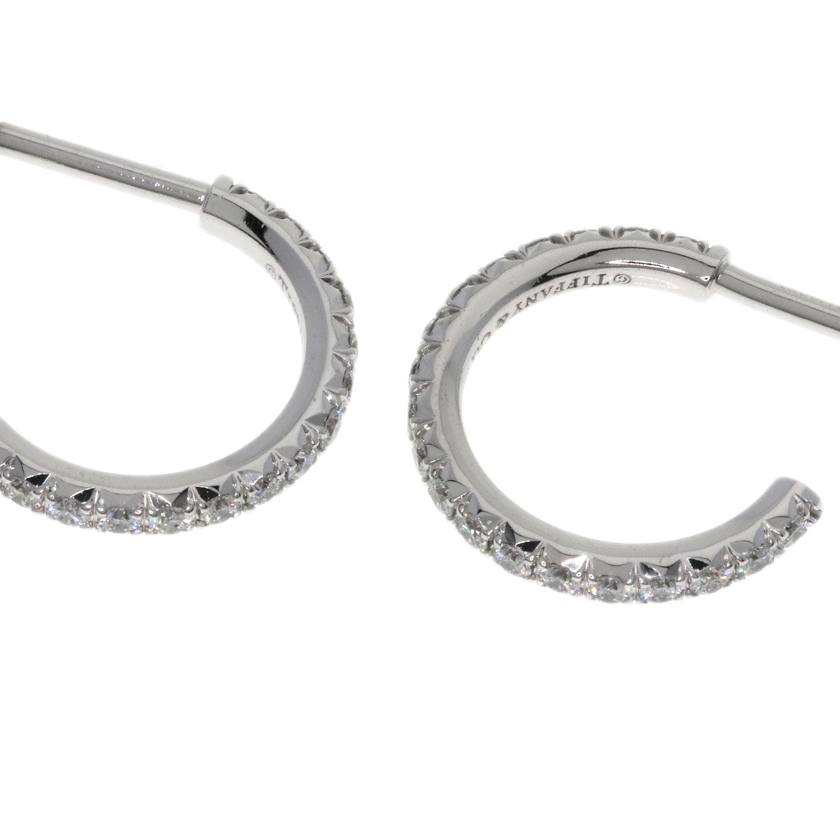 TIFFANY&Co.   earring Metro Hoop Small Diamond K18 White Gold Ladies