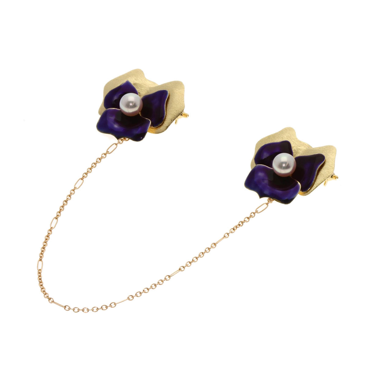 MIKIMOTO Akoya Pearl Pearl ChainBrooch Brooch K14 Yellow Gold Ladies [Used]