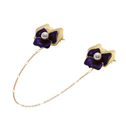 MIKIMOTO Akoya Pearl Pearl ChainBrooch Brooch K14 Yellow Gold Ladies [Used]