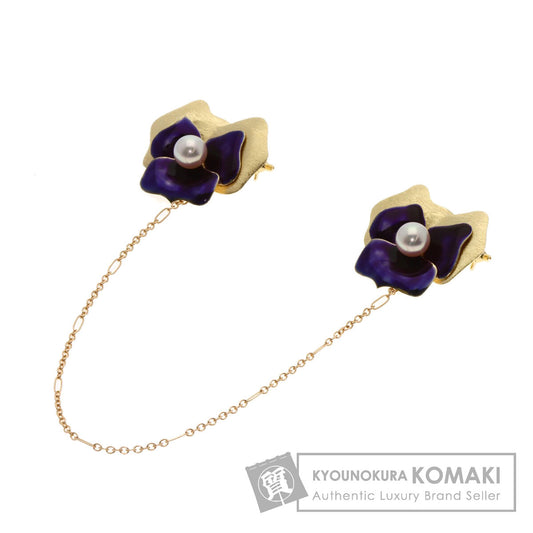 MIKIMOTO Akoya Pearl Pearl ChainBrooch Brooch K14 Yellow Gold Ladies [Used]