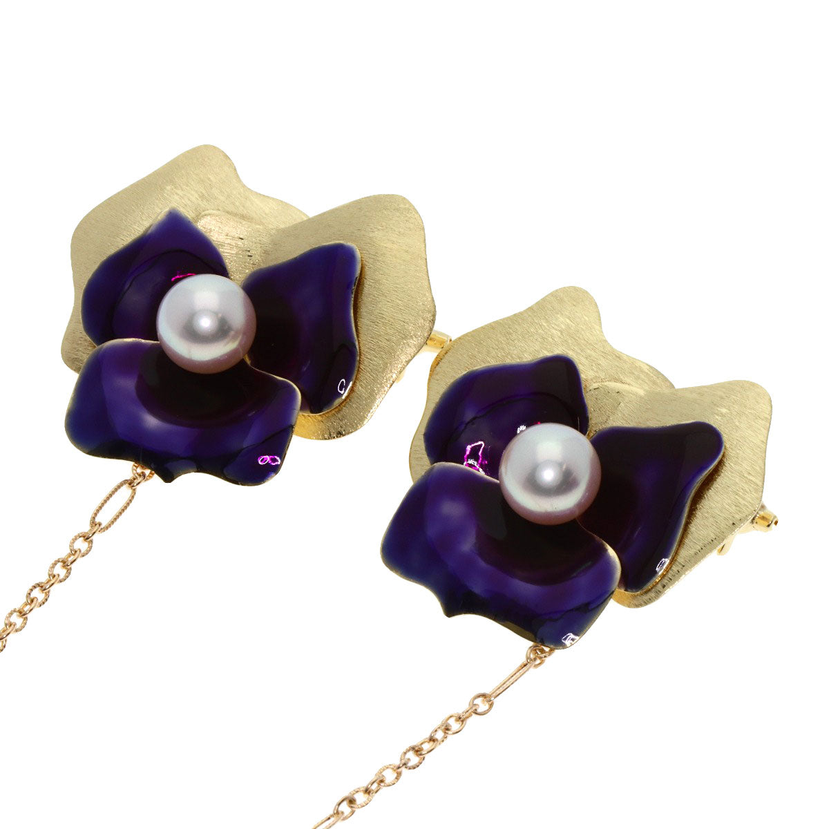 MIKIMOTO Akoya Pearl Pearl ChainBrooch Brooch K14 Yellow Gold Ladies [Used]