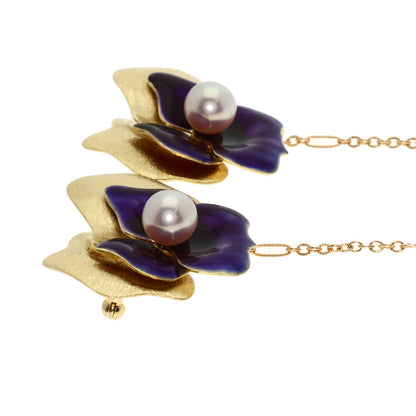 MIKIMOTO Akoya Pearl Pearl ChainBrooch Brooch K14 Yellow Gold Ladies [Used]