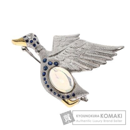 MIKIMOTO Bird Motif Water Opal Sapphire Diamond Brooch K18 White Gold K14WGLadies [Used]
