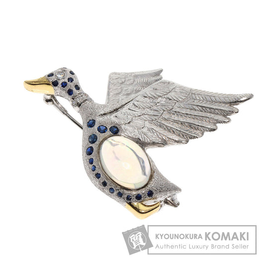 MIKIMOTO Bird Motif Water Opal Sapphire Diamond Brooch K18 White Gold K14WGLadies [Used]