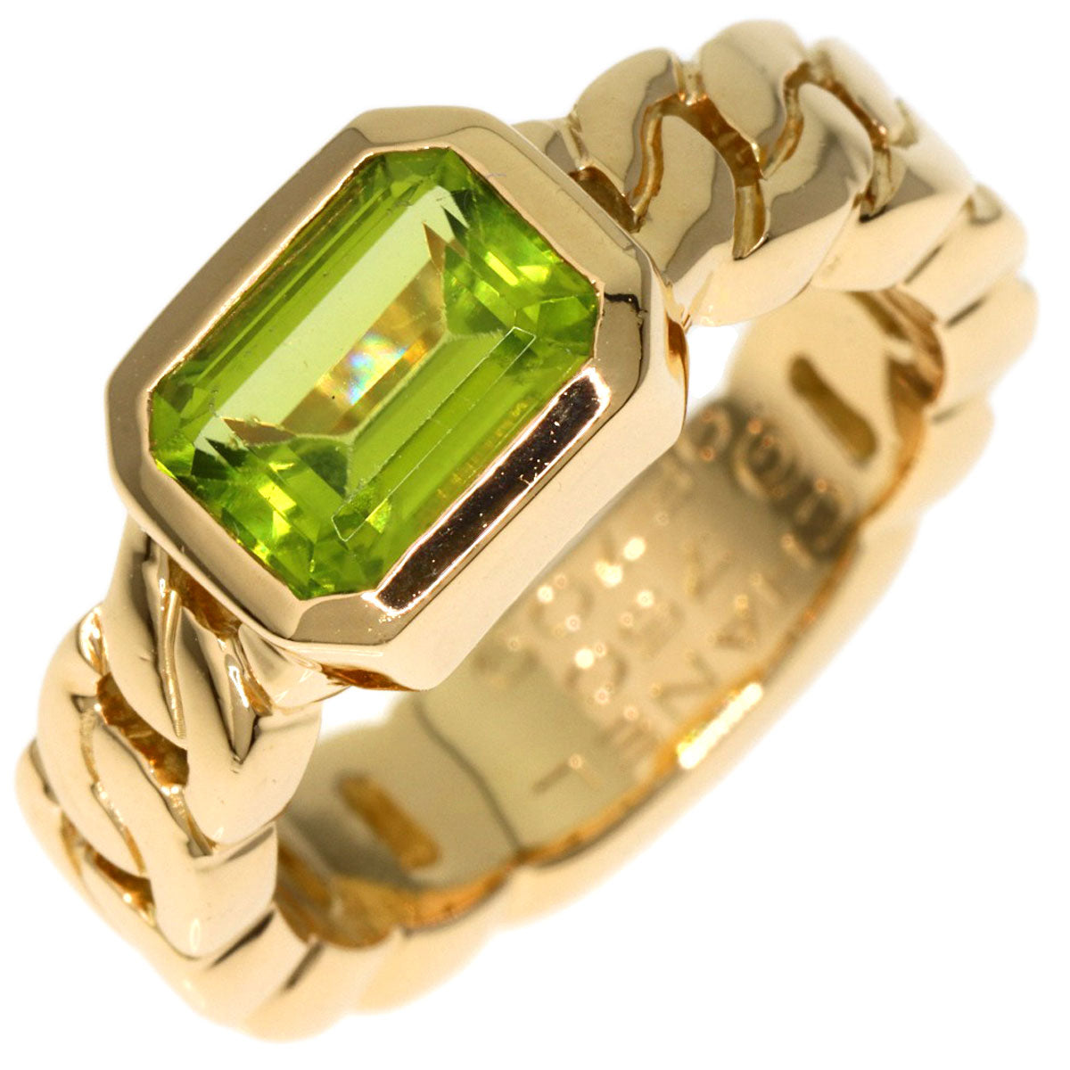 CHANEL   Ring Matelasse Peridot Chain K18 Yellow Gold Ladies