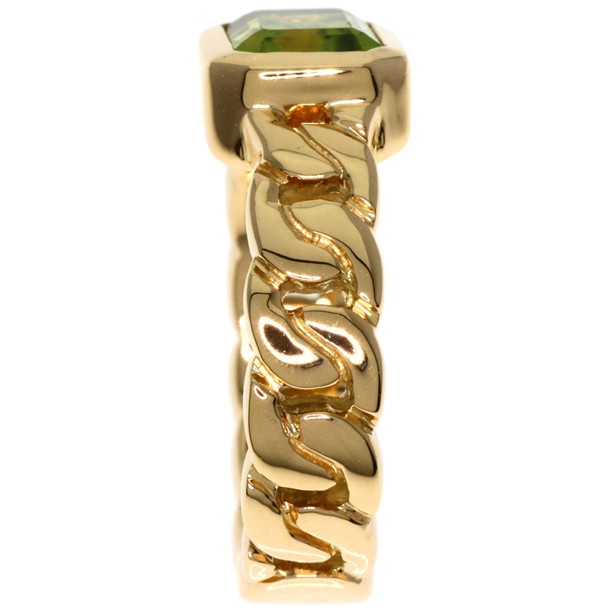 CHANEL   Ring Matelasse Peridot Chain K18 Yellow Gold Ladies