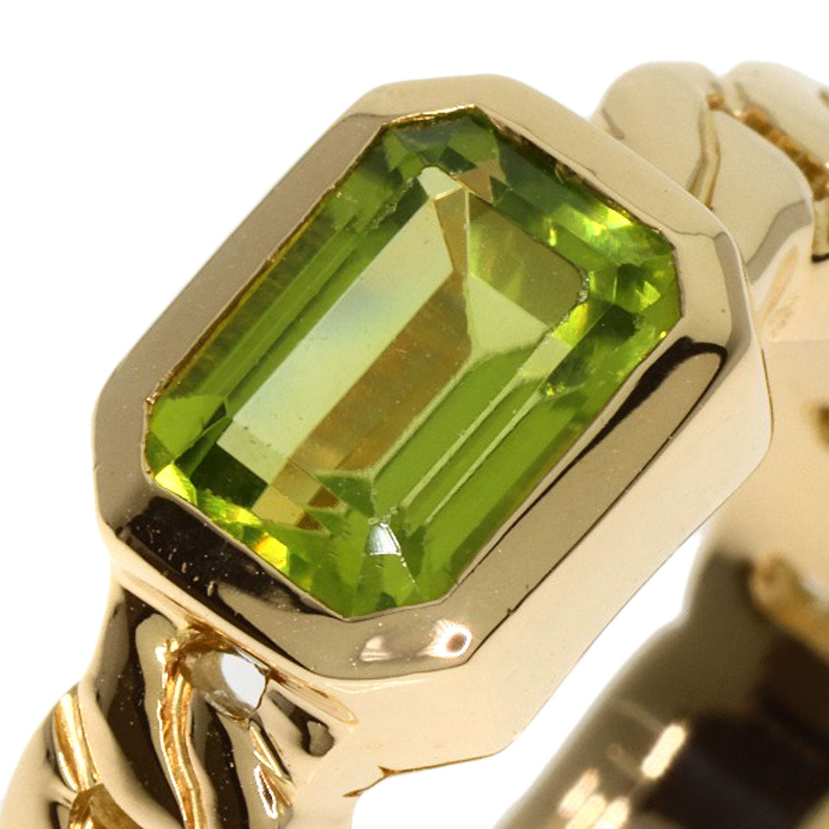 CHANEL   Ring Matelasse Peridot Chain K18 Yellow Gold Ladies