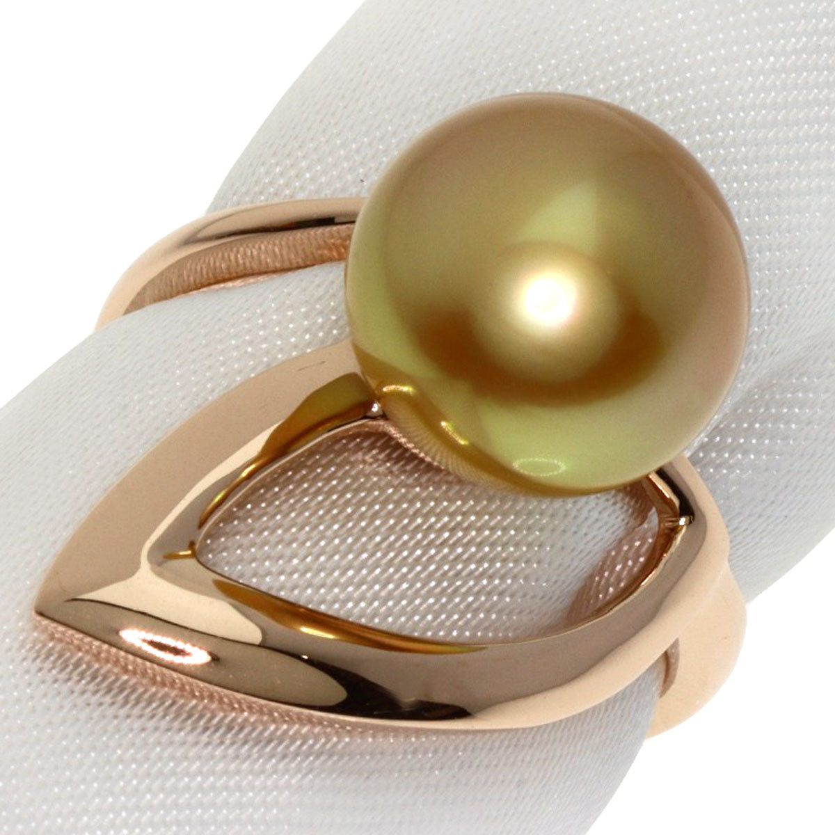 White Pearl Pearl Pearl Diamond Ring K18 Pink Gold  6.3g　Ladies