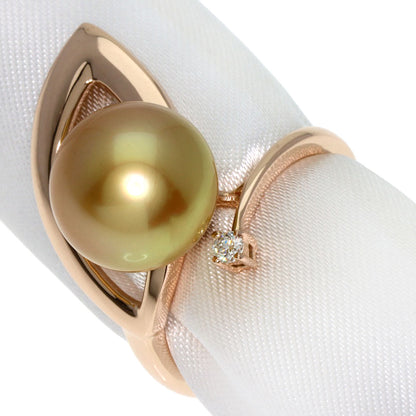 White Pearl Pearl Pearl Diamond Ring K18 Pink Gold  6.3g　Ladies