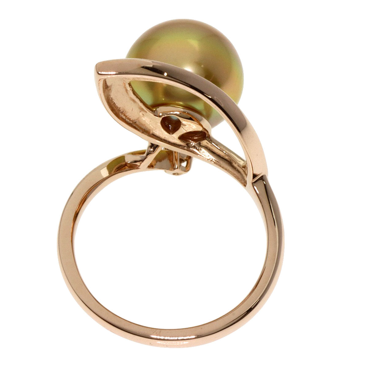White Pearl Pearl Pearl Diamond Ring K18 Pink Gold  6.3g　Ladies