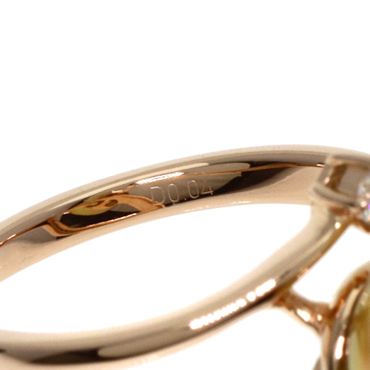 White Pearl Pearl Pearl Diamond Ring K18 Pink Gold  6.3g　Ladies