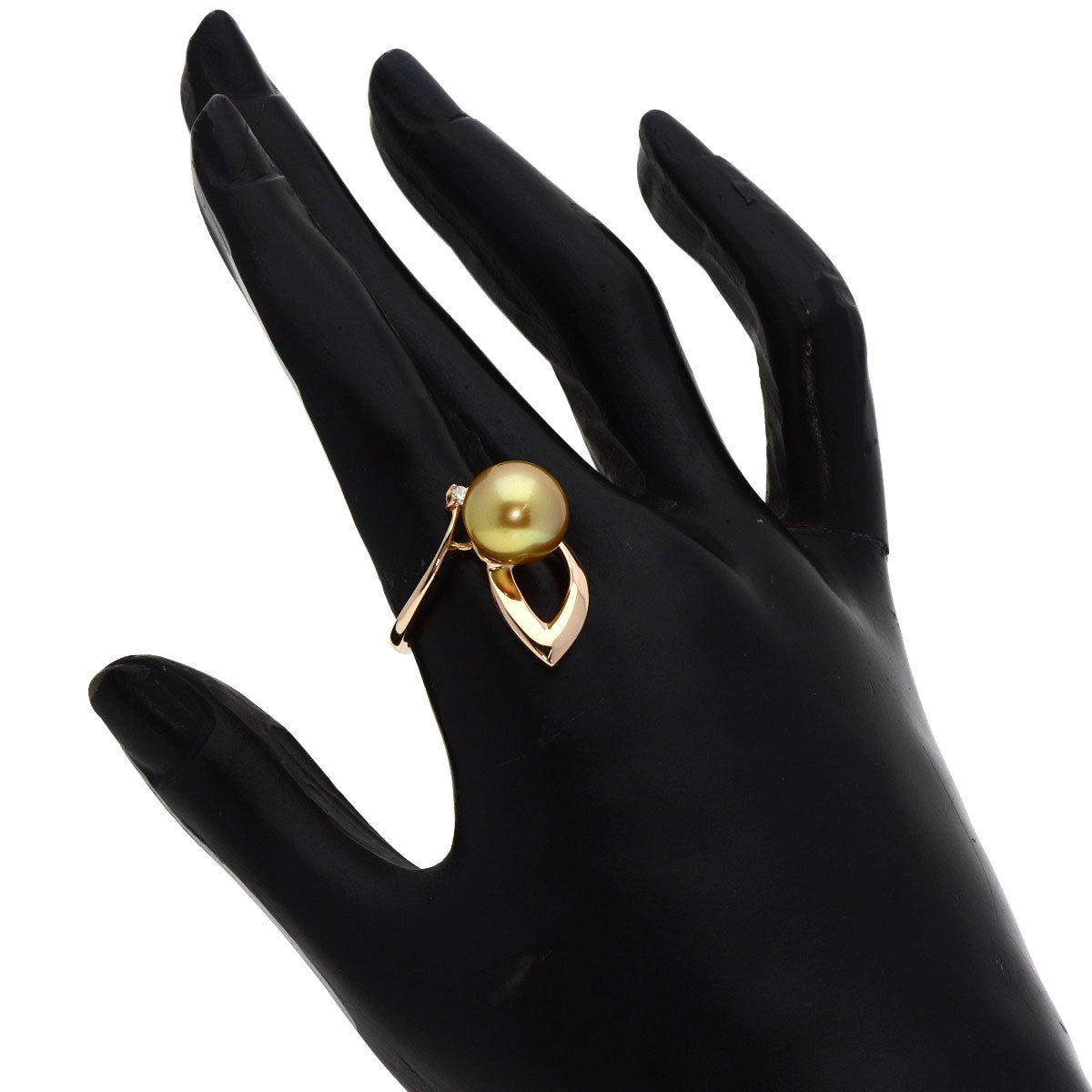 White Pearl Pearl Pearl Diamond Ring K18 Pink Gold  6.3g　Ladies