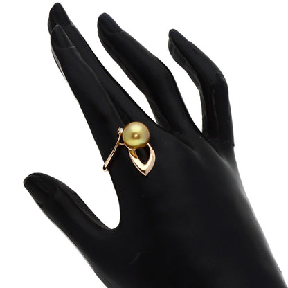 White Pearl Pearl Pearl Diamond Ring K18 Pink Gold  6.3g　Ladies