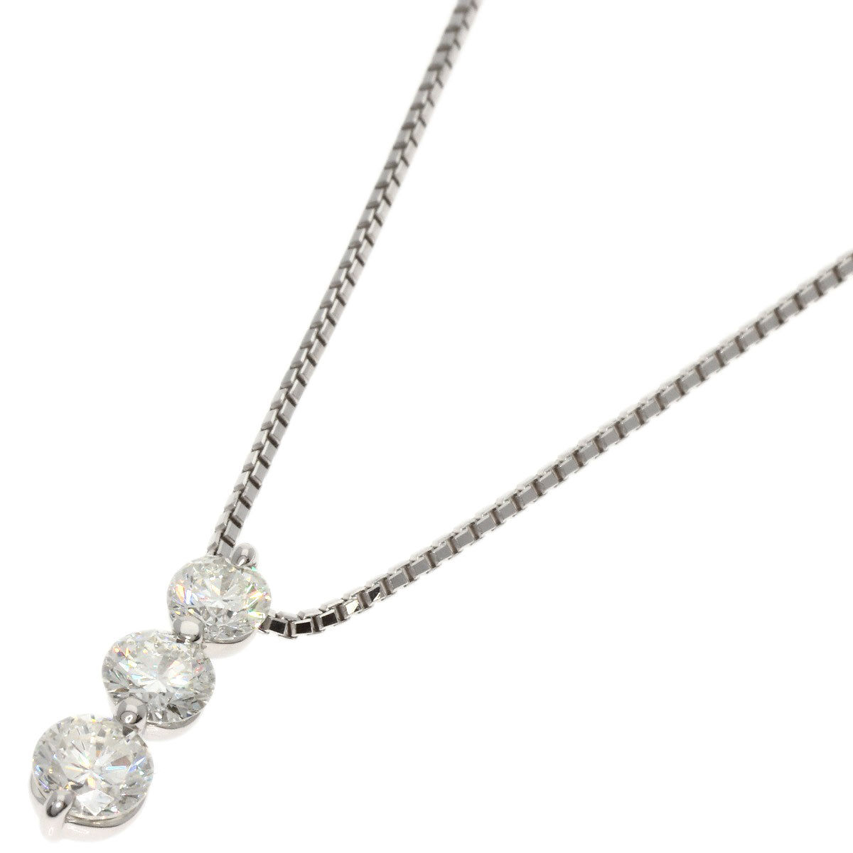 1.03ct 3P Diamond Necklace Platinum PT900  5.2g　Ladies