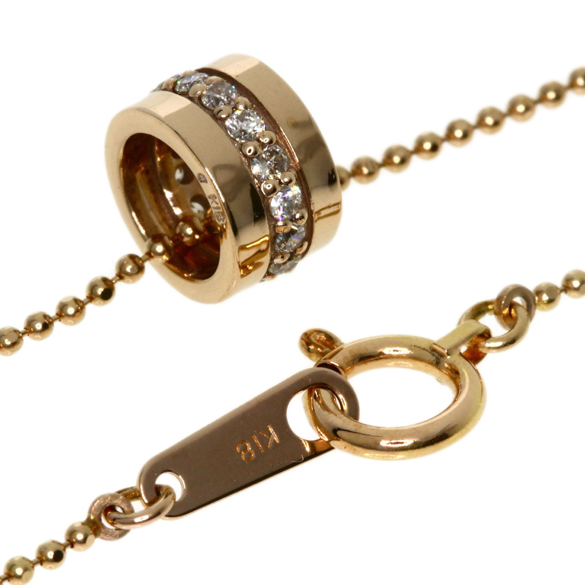 Diamond Necklace K18 Pink Gold  3.1g　Ladies