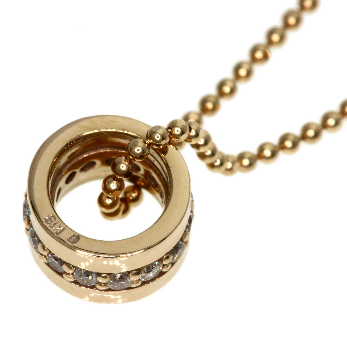 Diamond Necklace K18 Pink Gold  3.1g　Ladies