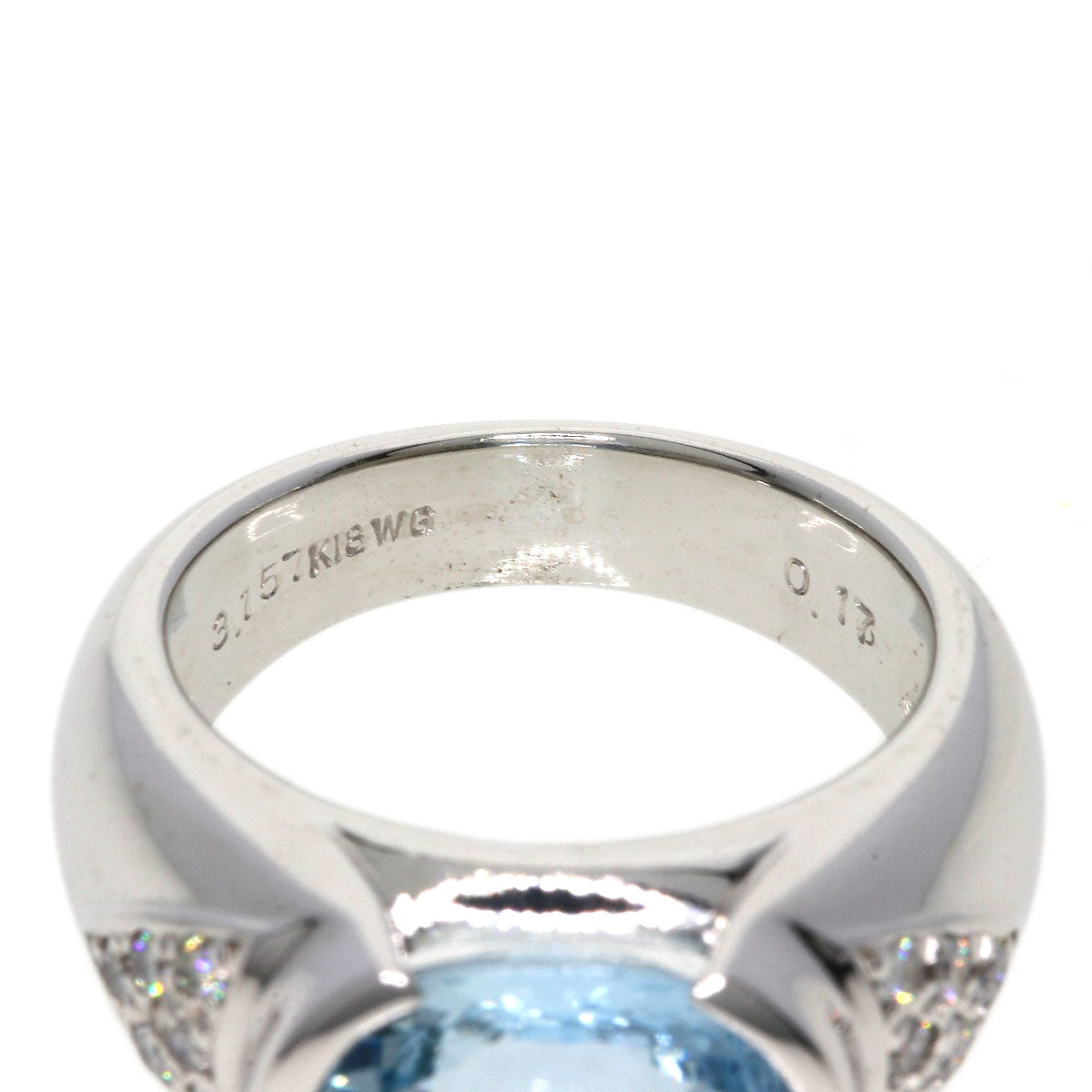 3.157ct Aquamarine Diamond Ring K18 White Gold  12.63g　Ladies