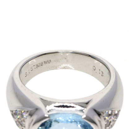 3.157ct Aquamarine Diamond Ring K18 White Gold  12.63g　Ladies