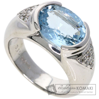 3.157ct Aquamarine Diamond Ring K18 White Gold  12.63g　Ladies