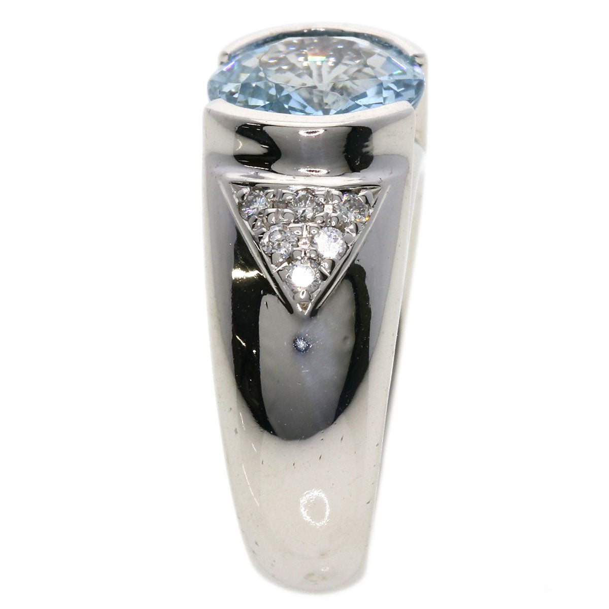 3.157ct Aquamarine Diamond Ring K18 White Gold  12.63g　Ladies