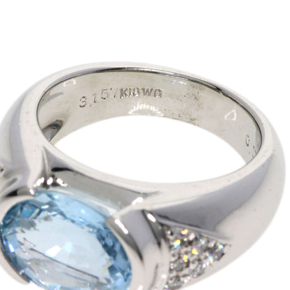 3.157ct Aquamarine Diamond Ring K18 White Gold  12.63g　Ladies