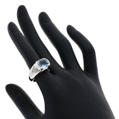 3.157ct Aquamarine Diamond Ring K18 White Gold  12.63g　Ladies