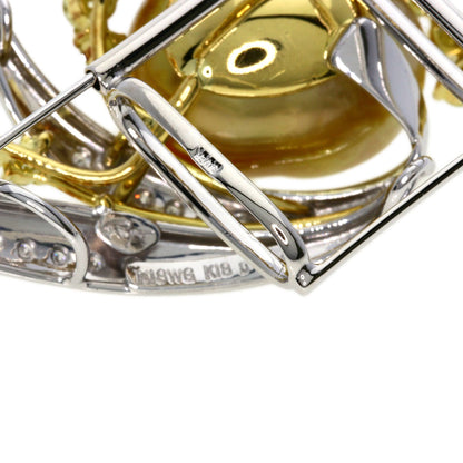 Golden  Pearl Diamond Brooch K18 Yellow Gold K18 White Gold 23.7g　Ladies