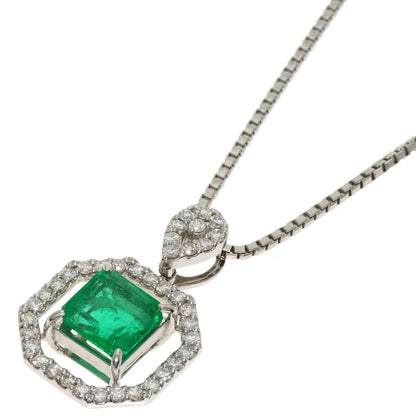 1.32ct Emerald Diamond Necklace Platinum PT850 PT900 8.7g　Ladies