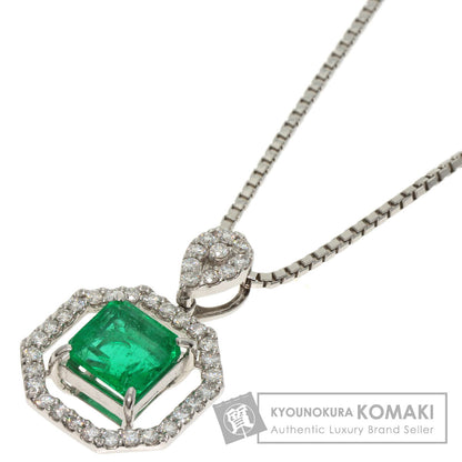 1.32ct Emerald Diamond Necklace Platinum PT850 PT900 8.7g　Ladies