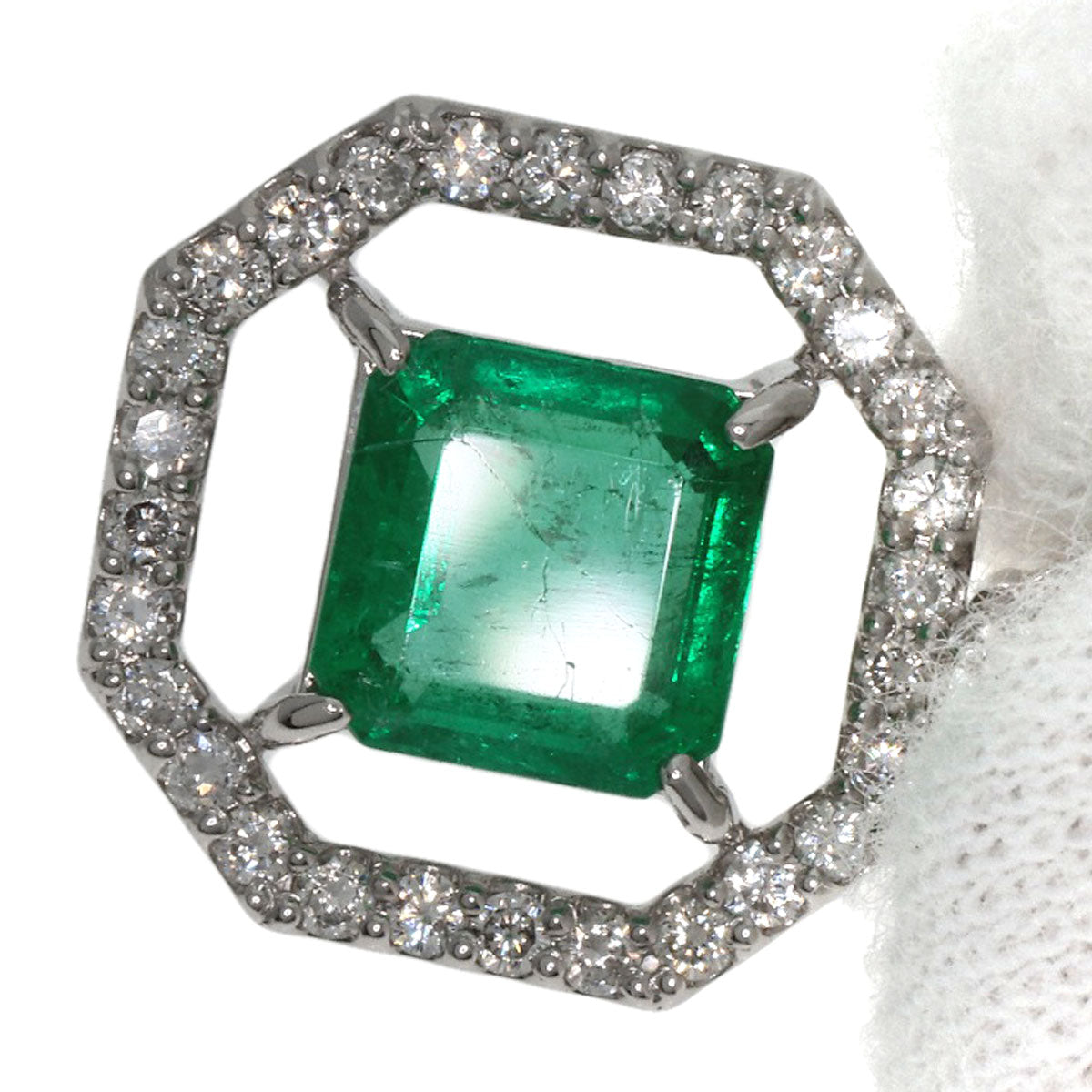 1.32ct Emerald Diamond Necklace Platinum PT850 PT900 8.7g　Ladies