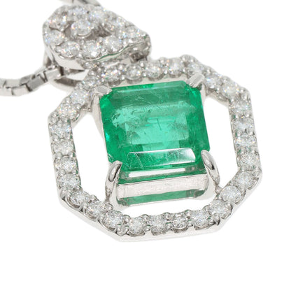 1.32ct Emerald Diamond Necklace Platinum PT850 PT900 8.7g　Ladies