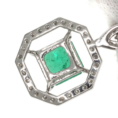 1.32ct Emerald Diamond Necklace Platinum PT850 PT900 8.7g　Ladies