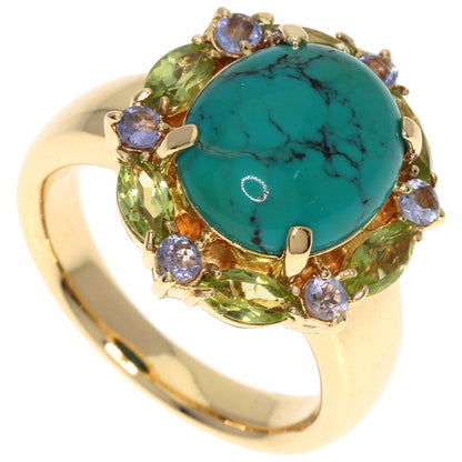 2.62ct turquoise multicolor stone Ring K18 Yellow Gold  11.1g　Ladies