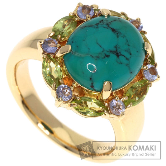 2.62ct turquoise multicolor stone Ring K18 Yellow Gold  11.1g　Ladies