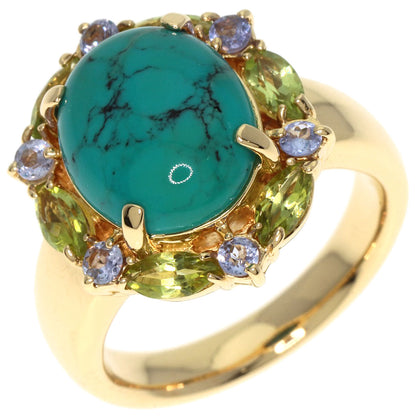2.62ct turquoise multicolor stone Ring K18 Yellow Gold  11.1g　Ladies