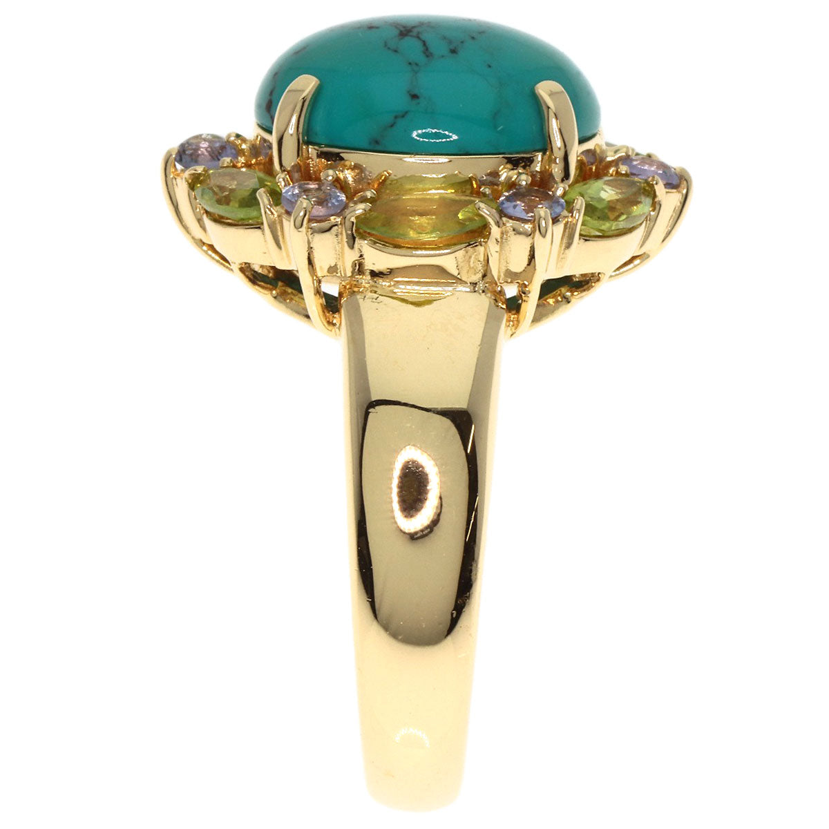 2.62ct turquoise multicolor stone Ring K18 Yellow Gold  11.1g　Ladies