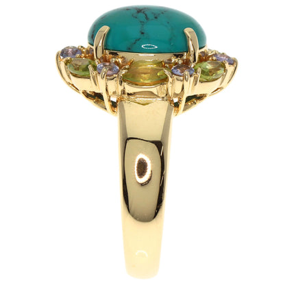 2.62ct turquoise multicolor stone Ring K18 Yellow Gold  11.1g　Ladies