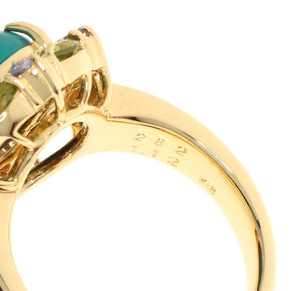 2.62ct turquoise multicolor stone Ring K18 Yellow Gold  11.1g　Ladies