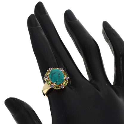 2.62ct turquoise multicolor stone Ring K18 Yellow Gold  11.1g　Ladies
