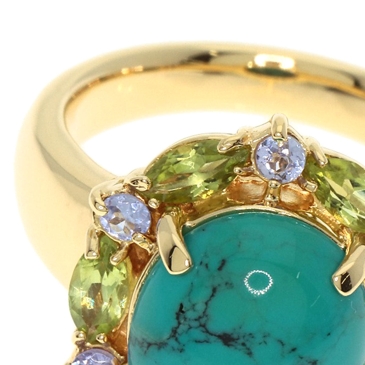 2.62ct turquoise multicolor stone Ring K18 Yellow Gold  11.1g　Ladies