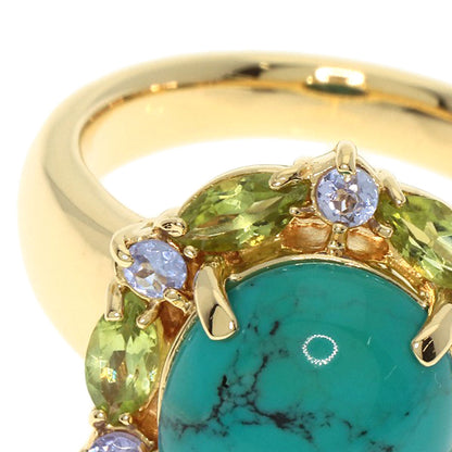 2.62ct turquoise multicolor stone Ring K18 Yellow Gold  11.1g　Ladies