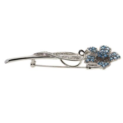 0.15ct Aquamarine Diamond Brooch K18 White Gold  7.3g　Ladies