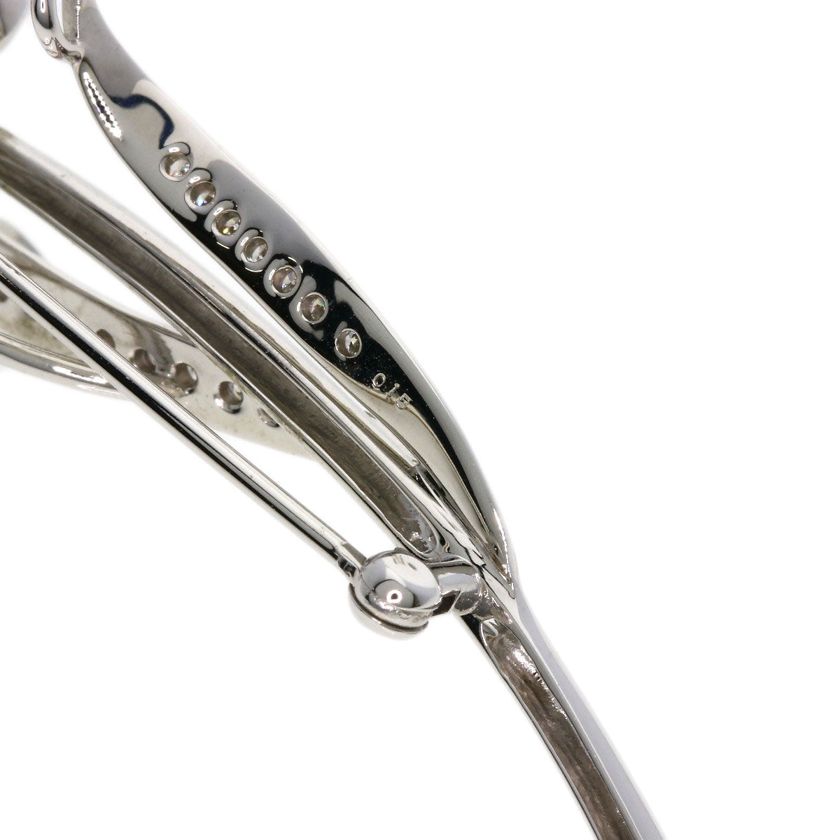 0.15ct Aquamarine Diamond Brooch K18 White Gold  7.3g　Ladies