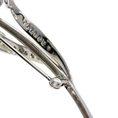 0.15ct Aquamarine Diamond Brooch K18 White Gold  7.3g　Ladies