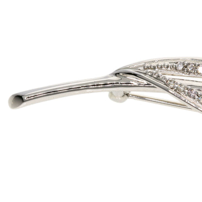 0.15ct Aquamarine Diamond Brooch K18 White Gold  7.3g　Ladies