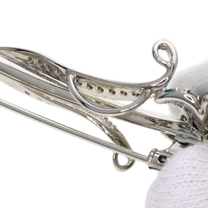 0.15ct Aquamarine Diamond Brooch K18 White Gold  7.3g　Ladies