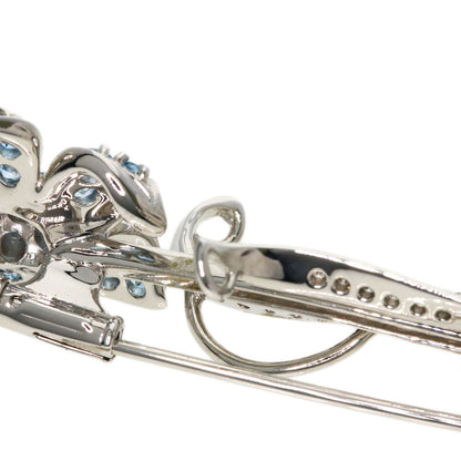 0.15ct Aquamarine Diamond Brooch K18 White Gold  7.3g　Ladies