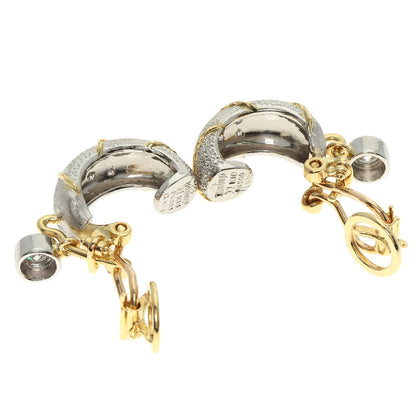 0.04ct Diamond Earring Platinum PT900 18K Yellow Gold 12.9g　Ladies