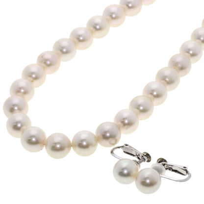 Akoya Pearl Pearl Earring Set Necklace Silver  47.3g　Ladies